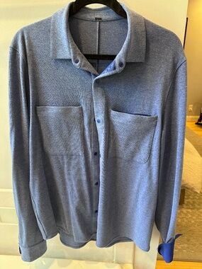 Lululemon Athletic, Soft Knit Overshirt in Heathered Blue